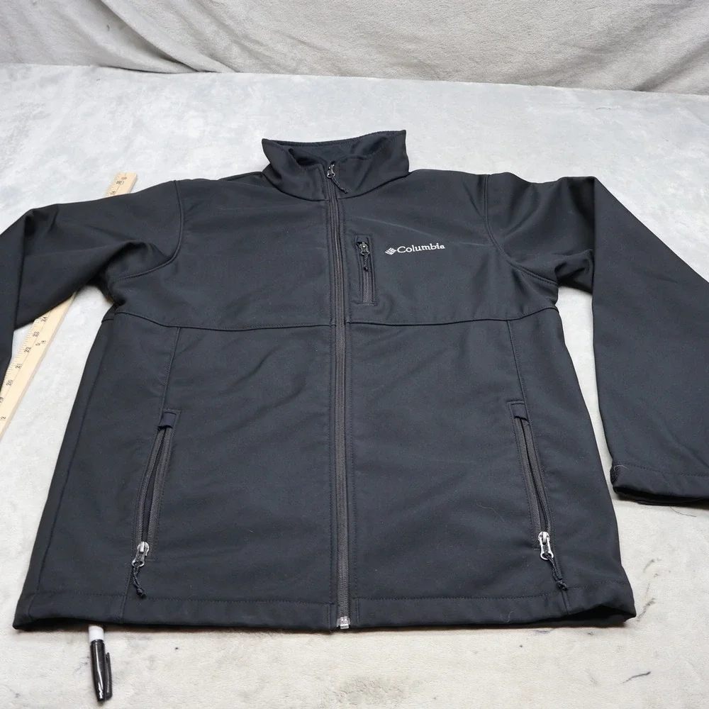 Columbia Jacket Mens Medium Black Ascender Water Resistant Softshell Full Zip